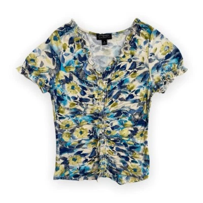 复古 90 年代多色花卉褶皱上衣  — 第 1/4 张图片
