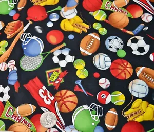 "On The Move" by Hoffman International Fabrics 1 Yd Football Boxing Hockey More - Picture 1 of 2