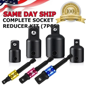 7-pack 3/8" to 1/4" 1/2 inch Drive Ratchet SOCKET ADAPTER REDUCER Air Impact Set - Picture 1 of 11