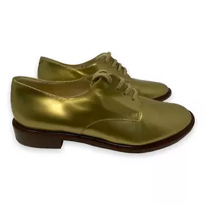 Robert Clergerie Shiny Metallic Gold Lace Oxford Flats Women's Size 36 France - Picture 1 of 10