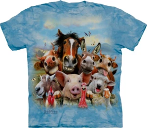 The Mountain Kids Farm Selfie horse donkey cow pig goat Youth T-Shirt MD - XL - Picture 1 of 2