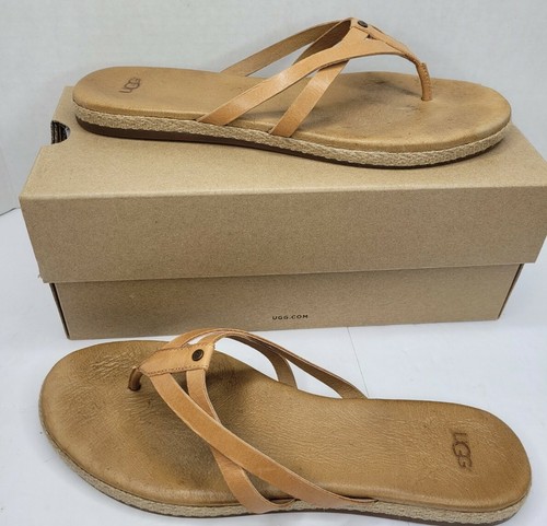 Sandali infradito UGG donna Annice infradito perizoma marrone chiaro pelle taglia 10 leggermente usati con scatola