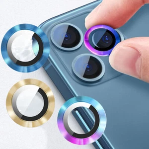 Camera Lens Protector For iPhone 15 14 13 12 Pro Max Tempered Glass Metal Ring - Photo 1 sur 11