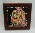 Trivet Maltese Dog Coffee Single Cup Colorful Tile Wood Frame Picasso Inspired  