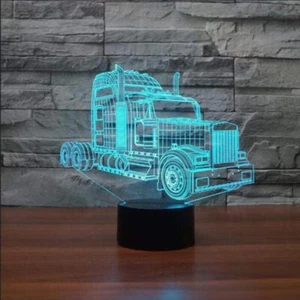 3D Illusion Table Lamp Truck 7 Colors Changing Touch LED Night Light USB Power b - Picture 1 of 10