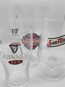 Half Pint & Pint Glasses Sanmiguel Guinness Spitfire Grolsch - Picture 1 of 6