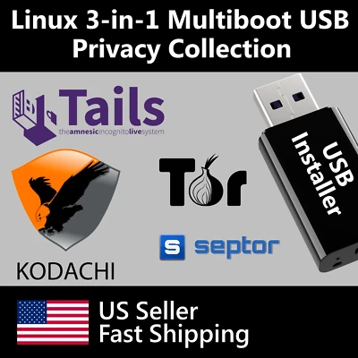 Linux 3 en 1 Boot Drive Collection OS Distros Privacidad Seguridad Colas Kodachi Tor Foto 1 de 4