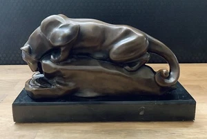 Bronzefigur Panther Skulptur Raubkatze Figur Jaguar StatueTierfigur Bronze Deko - Bild 1 von 6