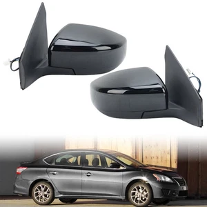 2x Black Left+Right Manual Fold Wing Mirror 3Wires For Nissan Sentra Pair 13-19 - Picture 1 of 19