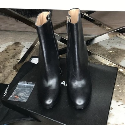 Chanel 15b Piel de Cordero Cuero Tobillo Corto Tacón Metal Plataforma Oculta 39.5 Foto 1 de 4