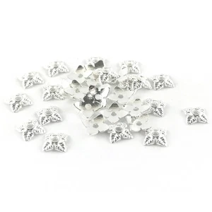 Metal Alloy Bead Caps Silver Tone Flower 6mm Pack Of 30 - Picture 1 of 1