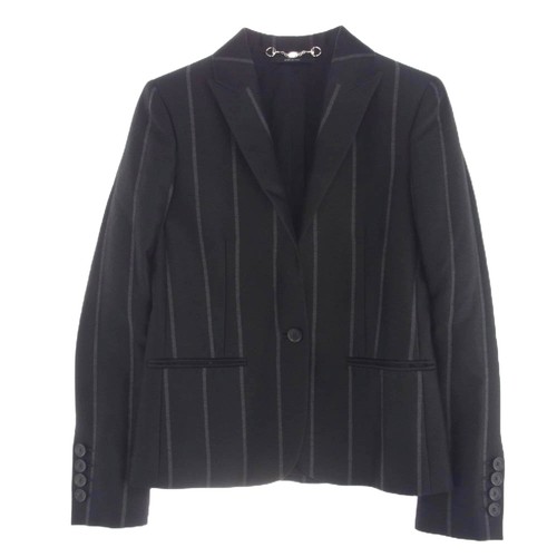 Gucci 354789 giacca sartoriale misto seta cotone righe nera usata LIFE 0