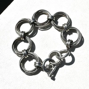 SILPADA 925 Sterling ~ Heavy Multi Circle Link Toggle Bracelet B1235 RETIRED - Picture 1 of 6