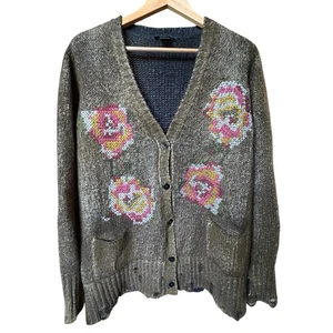 AVANT TOI Art To Wear Distressed Cashmere Cardigan Sweater Medium RARE Thrash - Picture 1 of 11