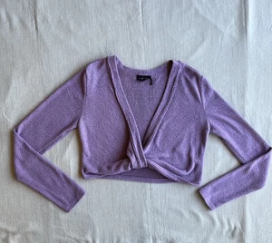 Out From Under Women’s M Urban Outfitters Purple Crop Deep Twisted V Sweater - Picture 1 of 11