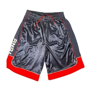 Vintage And1 Shorts Mens L Blue Red Dazzle Shiny Silky Basketball Baggy Gym Y2K - Picture 1 of 11
