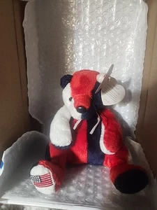 Ty Beanie Baby Sammlerstück Patriot mit Am Flagge auf Fuß Plüschbär 29. Mai 2000 - Bild 1 von 5