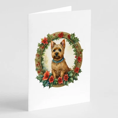 Sobres de tarjetas de felicitación con flores de Navidad Norwich Terrier paquete de 8 DAC2399GCA7P Foto 1 de 3