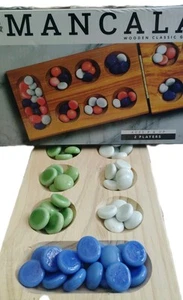 Mancala Solid Wood Folding 2 Player Game. 8 And Up - Picture 1 of 4