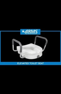 RMS 5" Universal Elevated Toilet Seat w/ Padded Arms & Lock New Open Box - Picture 1 of 18