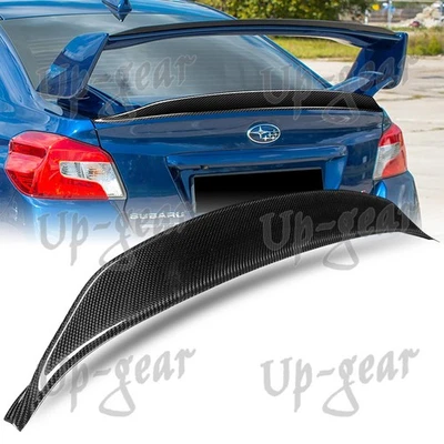 Para Subaru WRX STi 2015-2021 sedán fibra de carbono tapa maletero trasero alerón pico de pato Foto 1 de 4