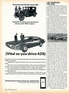 Pennsylvania Grade Oil Ass. 1971 Dodge Charger Vital As You Drive Printanzeige. - Bild 1 von 1