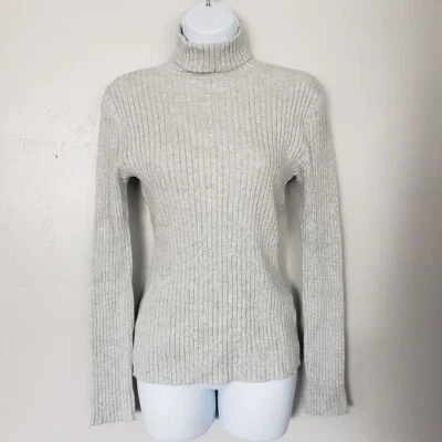 Chadwicks Grey Ribbed Long Sleeve Turtleneck Sweater PM Petite Medium Layering - Изображение 1 из 4