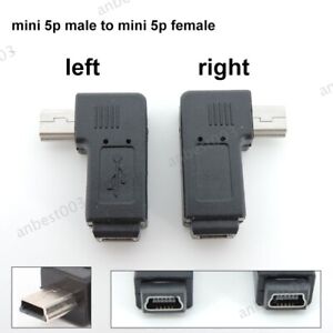Mini USB 5pin elbow male to female adapter M to F Left angle converter connector