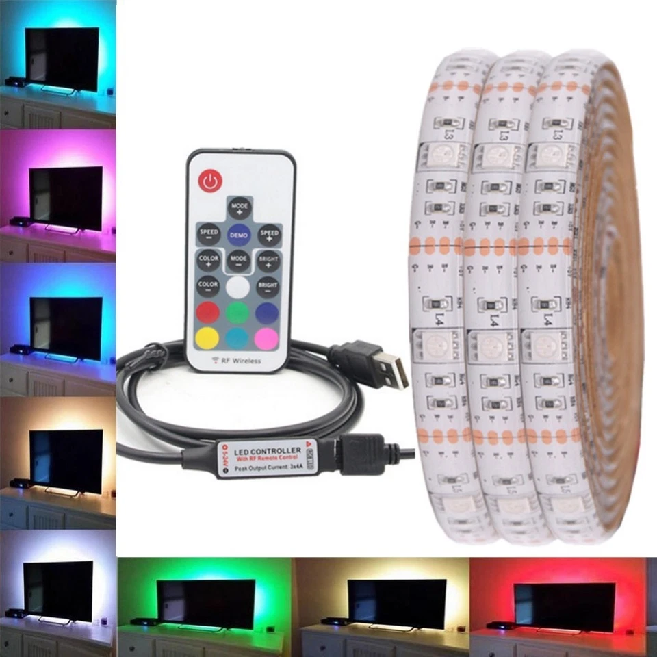 DC 5V USB SMD 5M 5050 RGB LED Strip Waterproof LED Light Strips Flexible Tape - Image 1 of 1