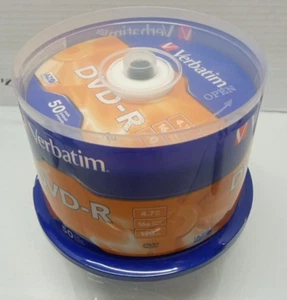 VERBATIM AZO DVD-R 16X 4.7GB Branded Logo 50 pack - Picture 1 of 4