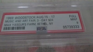 Unused Full Mint 9 3 Day Woodstock $24 Ticket PSA 1969 SN 43378 - Picture 1 of 3