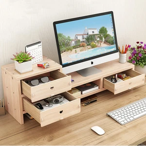 Monitorständer Schreibtisch Organizer Bambus Bildschirmständer Bildschirmerhöh - Bild 1 von 14