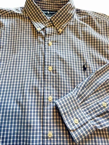 Ralph Lauren Blake Shirt Men's Size XL Blue & White Check Gingham 100% Cotton - Picture 1 of 8