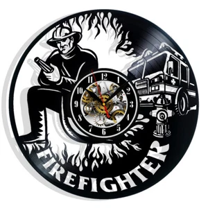 Reloj de pared de vinilo para bombero regalo cumpleaños vacaciones arte decoración del hogar diseño - Imagen 1 de 5