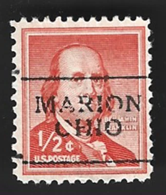 Sc# 1030 1/2c Ben Franklin Precancel with MARION OHIO ~ (A-4) - Image 1 of 2
