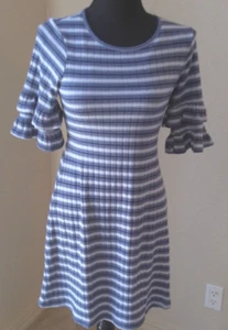 SPEECHLESS NWOT TAG GIRLS SWEATER DRESS SIZE 14 BLUE & WHITE STRIPES - Picture 1 of 6
