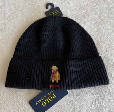 Polo Ralph Lauren Adulto Perro Bordado Acanalado Tejido Gorro - MRSP $85 Foto 1 de 4