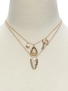 Banana Republic Two Tier Arrowhead Stone Tassel Necklace Style 722530 NWT 79.00 - Picture 1 of 7