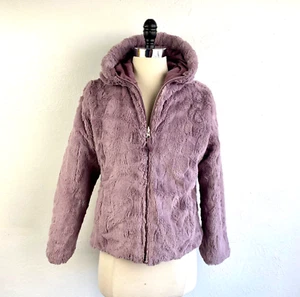 Pacific Trail Faux Fur Reversible Puffer Jacket Youth Med 10/12 Purple Hood - Picture 1 of 21