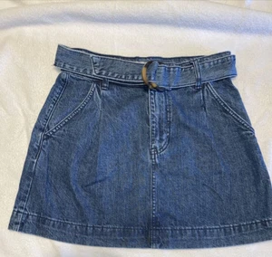 Free People We The Free Jade Belted Denim Pleated Mini Skirt Pockets Size 25 - Picture 1 of 5