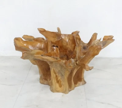 Elegante Mesa de Centro 39" Raíz Teca, Tapa de Cristal No Incluye. Foto 1 de 4