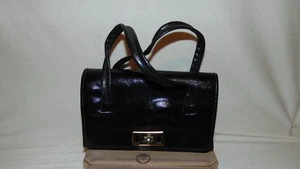 BOLSO DE MANO NEGRO DE CUERO SINTÉTICO DE COLECCIÓN - Imagen 1 de 9