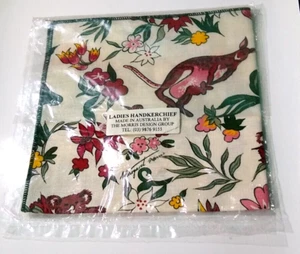 Ladies Handkerchief Australia kangaroo flowers bird design by Margaret Morris - Picture 1 of 7