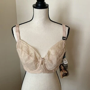 Paramour Bra Felina Bra 40DDD Dahlia 4 Section Geo Lace Unlined Nude - Picture 1 of 7