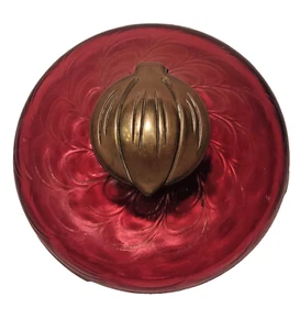 Beautiful ART NOUVEAU Kralik Loetz Cranberry Red Glass Inkwell/Bronze Lid - Picture 1 of 14