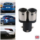 62mm Car Tailpipe Twin Exhaust Tip End Chrome Trim Double Tail Pipe Rear Muffler