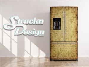 Vintage Pattern Beige Fridge Freezer Wrap Side Door Vinyl Decal - Picture 1 of 1