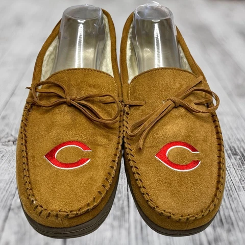 FOCO Mens NFL Chicago Bears Beige Brown Faux Fur Moc Slipper US Size XL 13-14 Cover