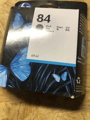 New Sealed Box Genuine OEM HP 84 Black Inkjet Cartridge C5016 C5016A OCT 2019 - Image 1 of 3