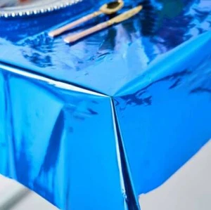 Metallic Foil Stain Resistant Shiny Table Cover for Birthdays or Any Celebration - Picture 1 of 14